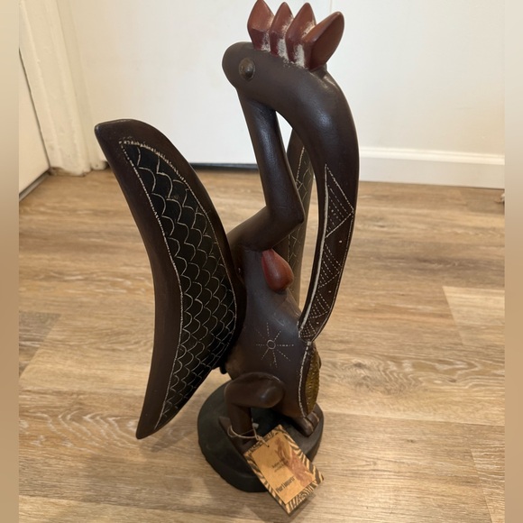 Pier 1 Hand Carved Wood “Kalao”, Bird Art Sculpture with Tag. - Picture 2 of 12